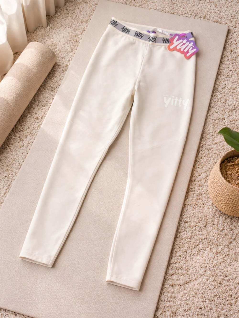 Yitty High Waist Shaping Leggings 7/8 Ivory Small NWT